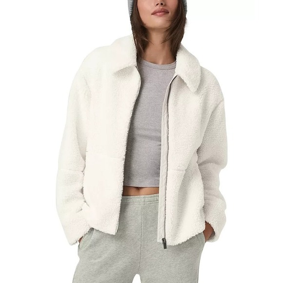 Vuori Jackets & Blazers - Vuori Lou Full Zip Jacket White Marshmallow Color Cozy Chic Fleece Sherpa M NEW